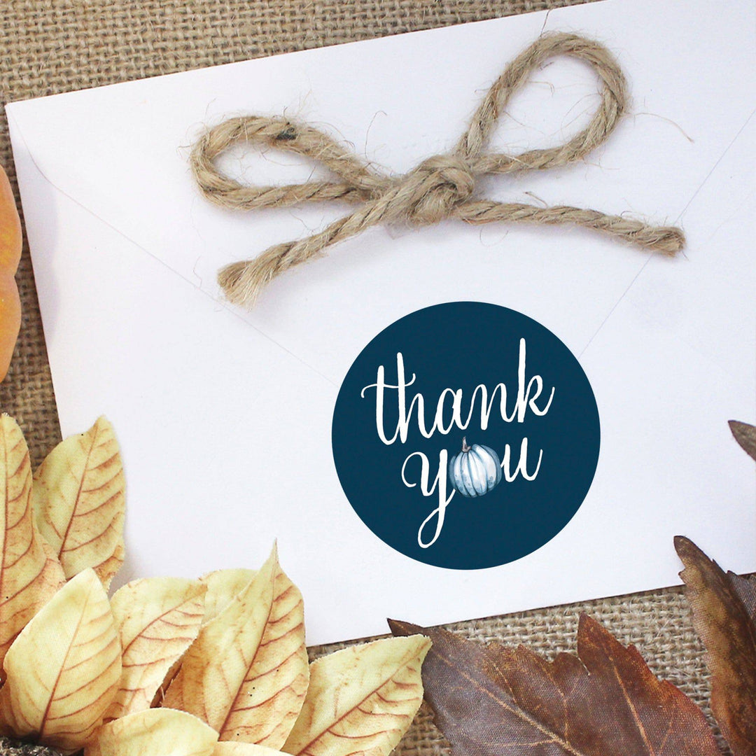 Little Pumpkin: Blue - Boy Baby Shower - Thank You Stickers - 40 Stickers