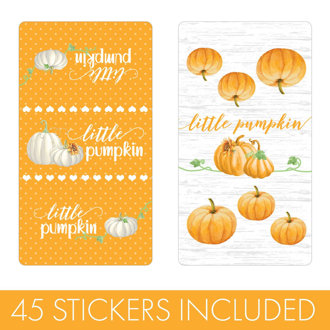 Little Pumpkin: Orange - Baby Shower -  Hershey's Miniatures Candy Bar Wrappers Stickers - 45 Pack