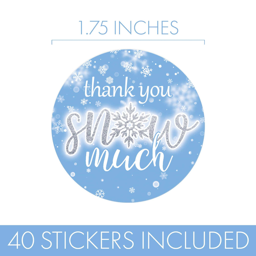 Little Snowflake: Blue -  Winter Birthday or Baby Shower - Thank You Snow Much Stickers - Boy - Baby It's Cold Outside - 40 Stickers - Distinctivs Party