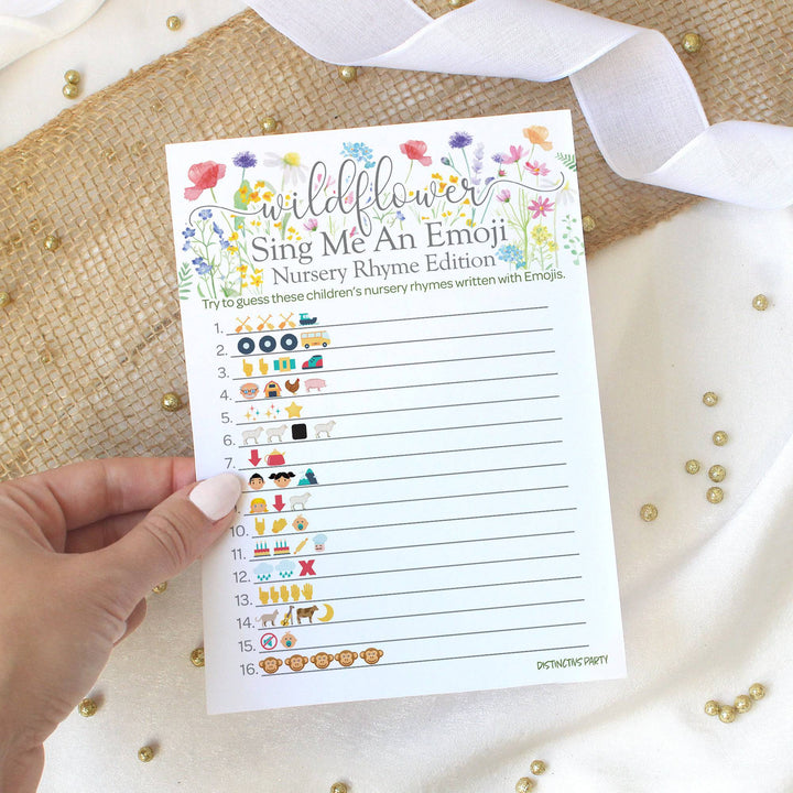 Little Wildflower: Baby Shower Game - Emoji Guessing Game and Price is Right Baby Shower - Two Game Bundle -  Girl, Spring -20 Dual-Sided Game Cards - Distinctivs Party