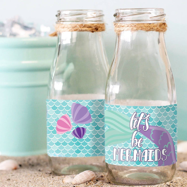 Mermaid: Let's Be Mermaids - Kid's Birthday -  Water Bottle Labels - 24 Waterproof Stickers