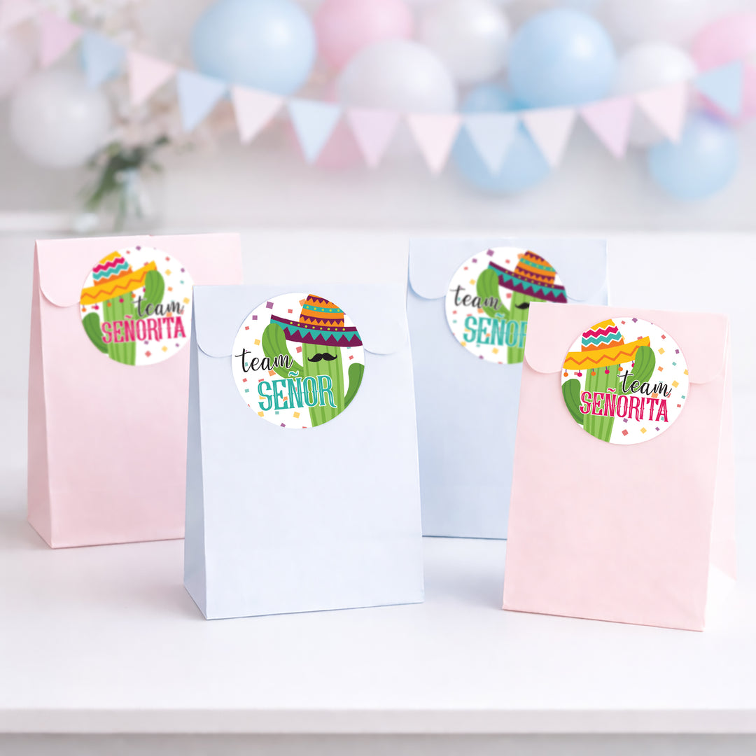 Taco 'Bout a Baby: Baby Gender Reveal "Team Señor or Señorita" Stickers - 40 Stickers