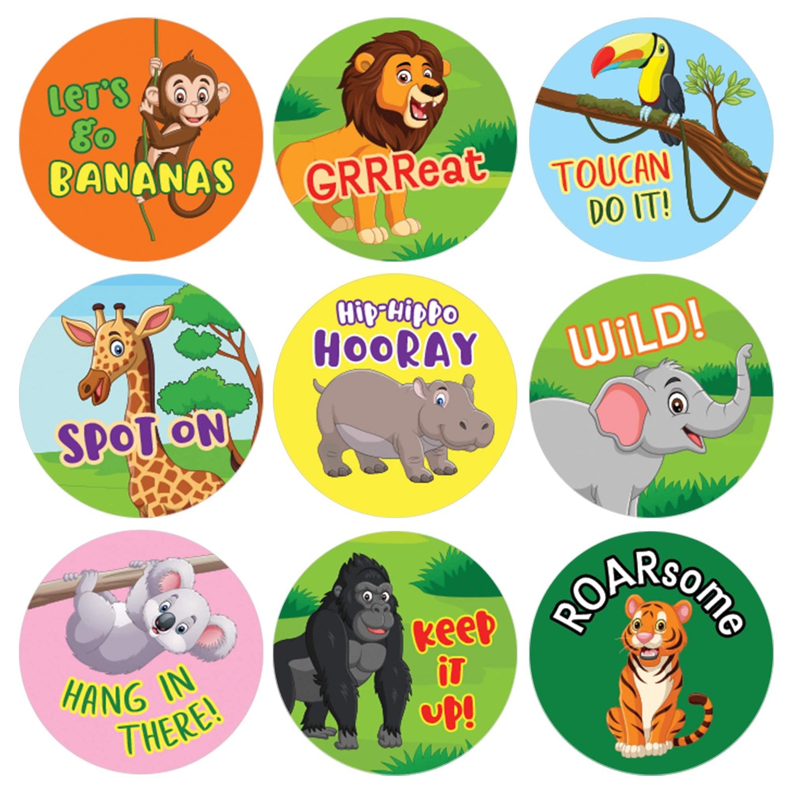 Motivational Teacher Reward Stickers for Students: Jungle (1,080 Stickers) - Distinctivs Party