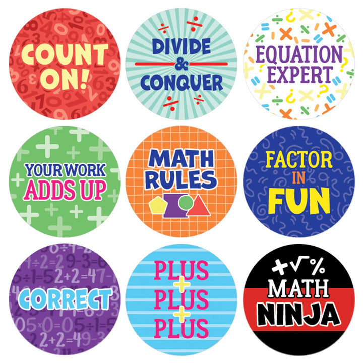 Motivational Teacher Reward Stickers for Students: Math Rules (1,080 Stickers)