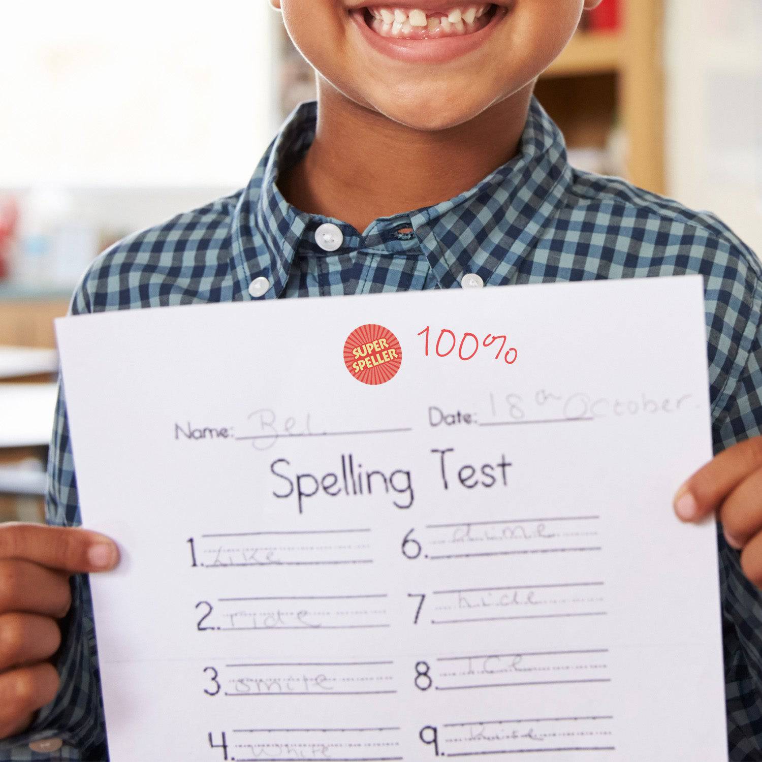 Motivational Teacher Reward Stickers for Students: Vocab & Spelling (1,080 Stickers) - Distinctivs Party