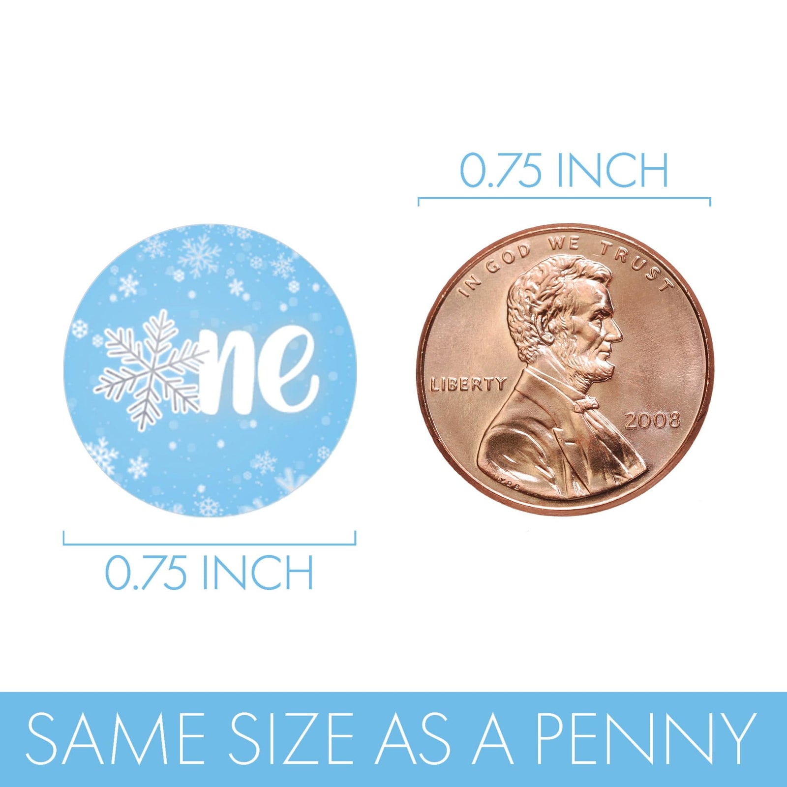 Onederland Snowflake: Blue - Winter First Birthday - Favor Stickers - Fits on Hershey's Kisses - 180 Stickers - Distinctivs Party