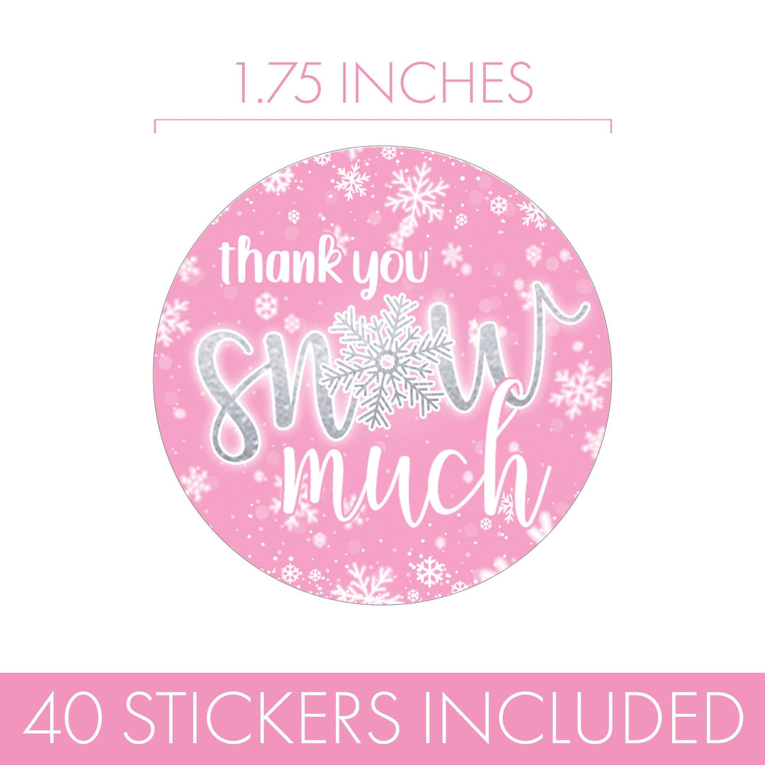 Onederland Snowflake: Pink- Winter First Birthday - Thank You So Much - 45 Stickers - Distinctivs Party
