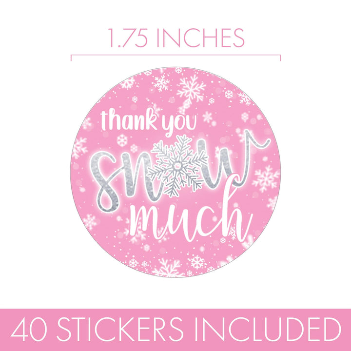 Onederland Snowflake: Pink- Winter First Birthday - Thank You So Much - 45 Stickers - Distinctivs Party