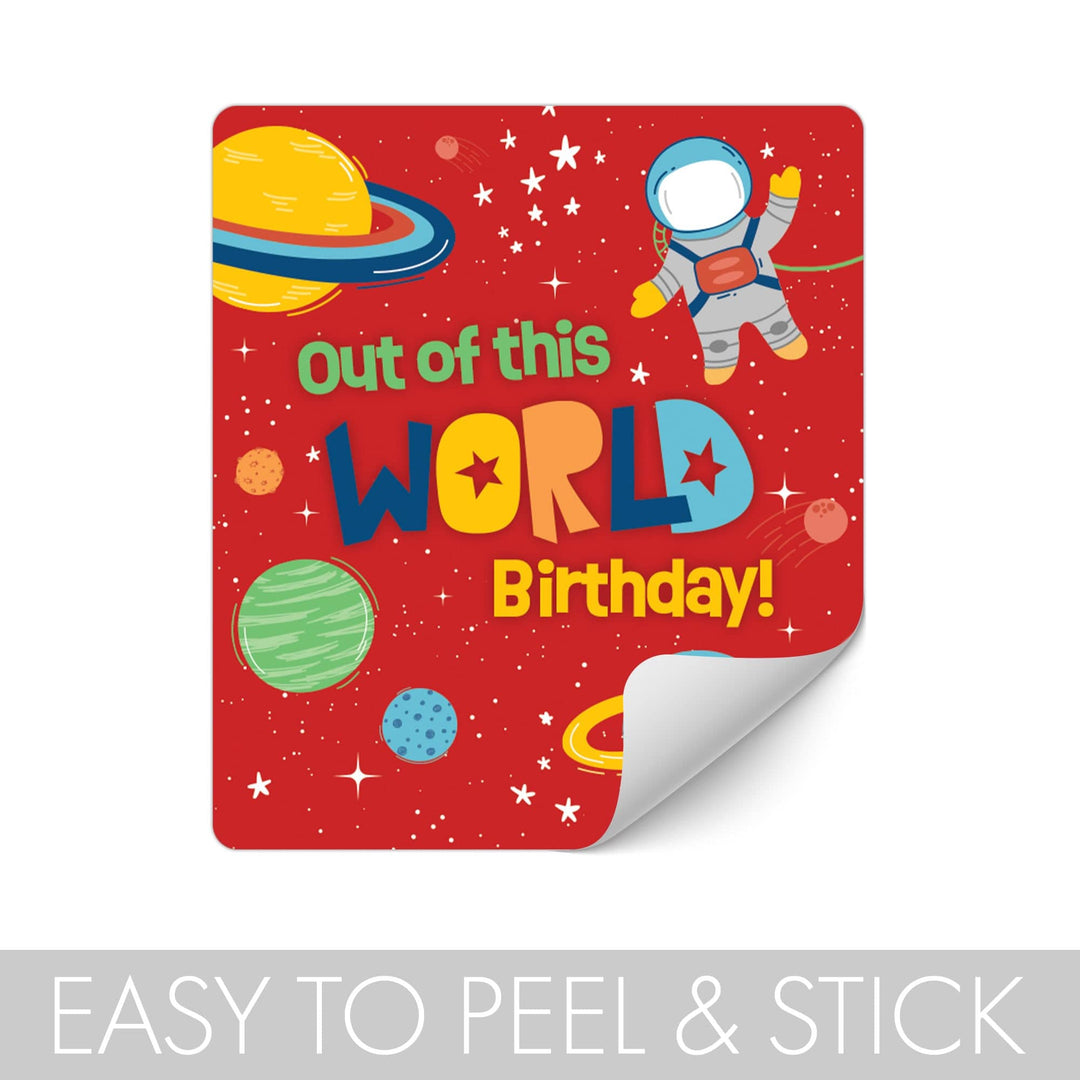 Outer Space Birthday: Popcorn, Chip Bag, and Snack Bag Stickers - 32 Stickers