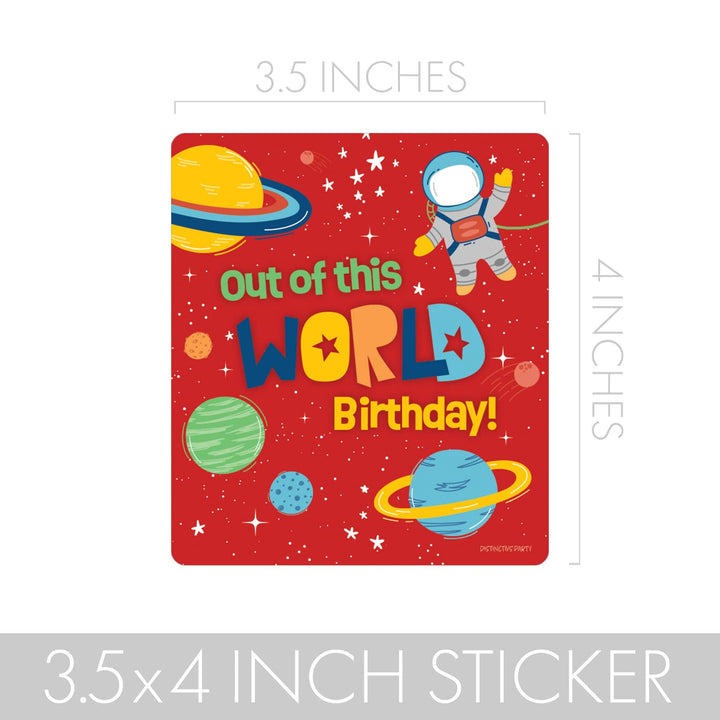 Outer Space Birthday: Popcorn, Chip Bag, and Snack Bag Stickers - 32 Stickers