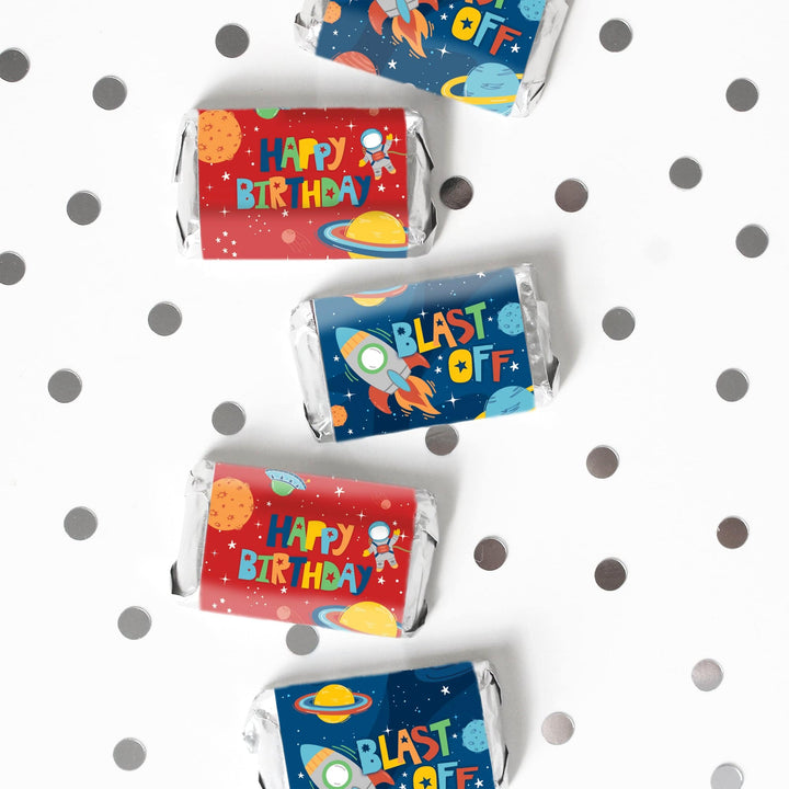 Outer Space: Kid's Birthday - Hershey's Miniatures Candy Bar Wrappers - 45 Stickers