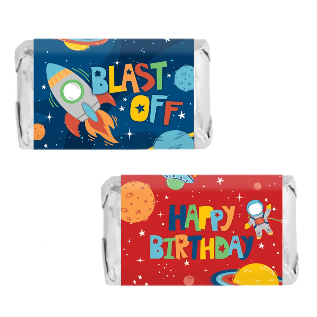 Outer Space: Kid's Birthday - Hershey's Miniatures Candy Bar Wrappers - 45 Stickers