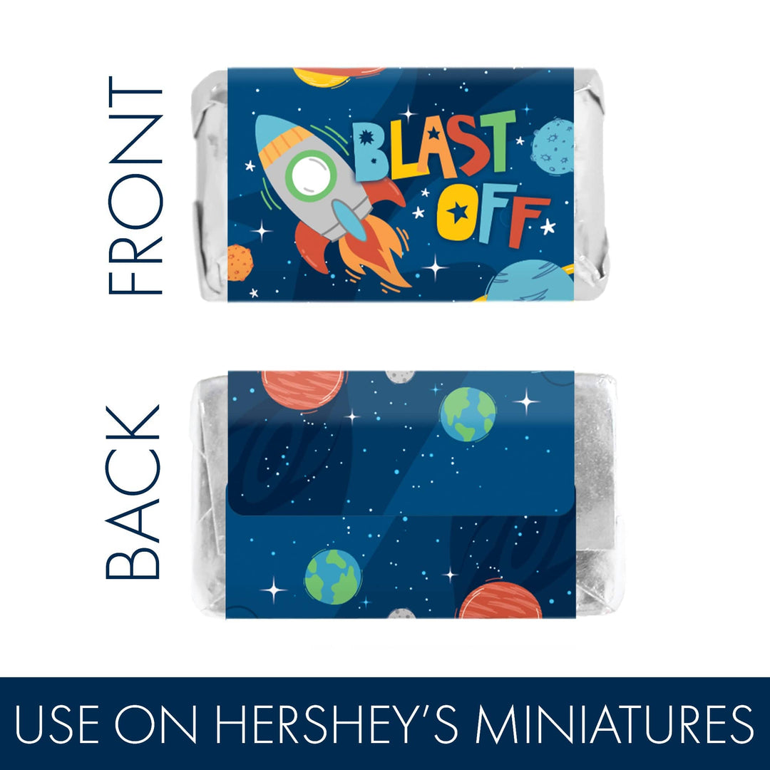 Outer Space: Kid's Birthday - Hershey's Miniatures Candy Bar Wrappers - 45 Stickers