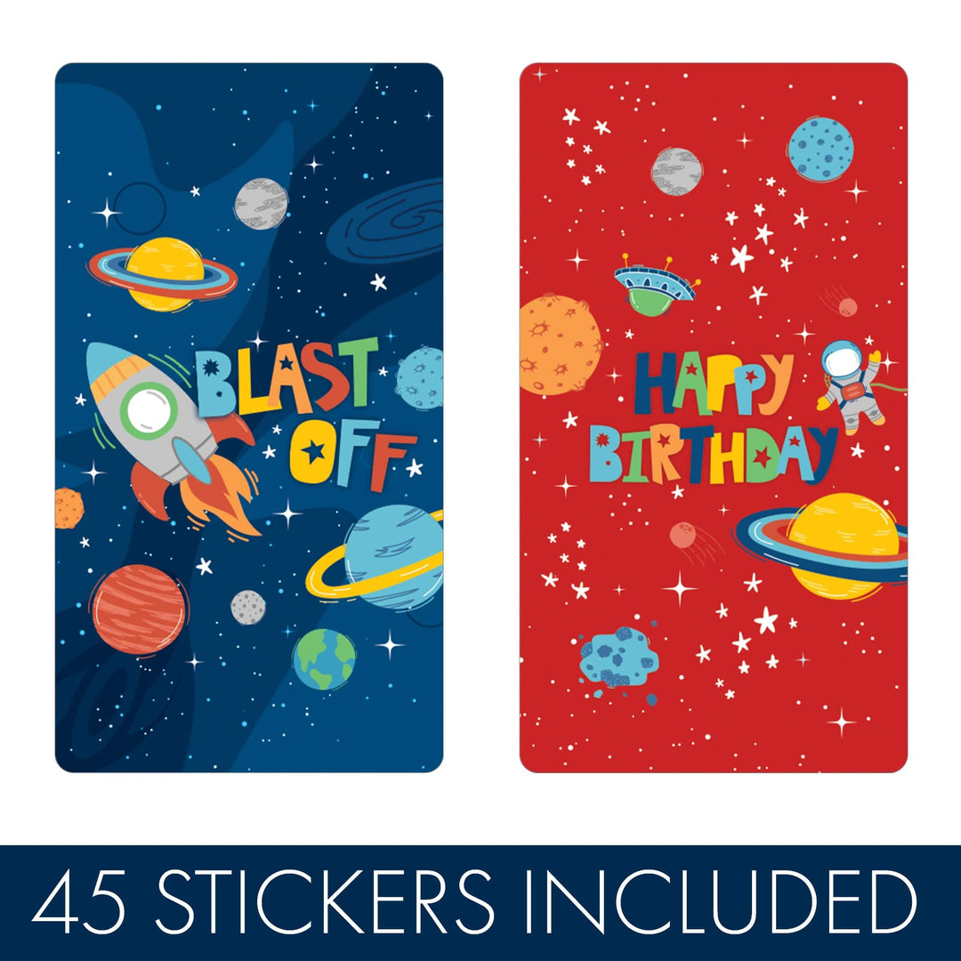 Outer Space: Kid's Birthday - Hershey's Miniatures Candy Bar Wrappers - 45 Stickers