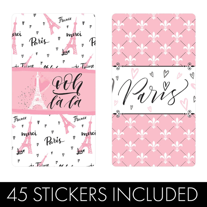 Paris in Pink: Kid's Birthday - Hershey's Miniatures Candy Bar Stickers - 45 Stickers