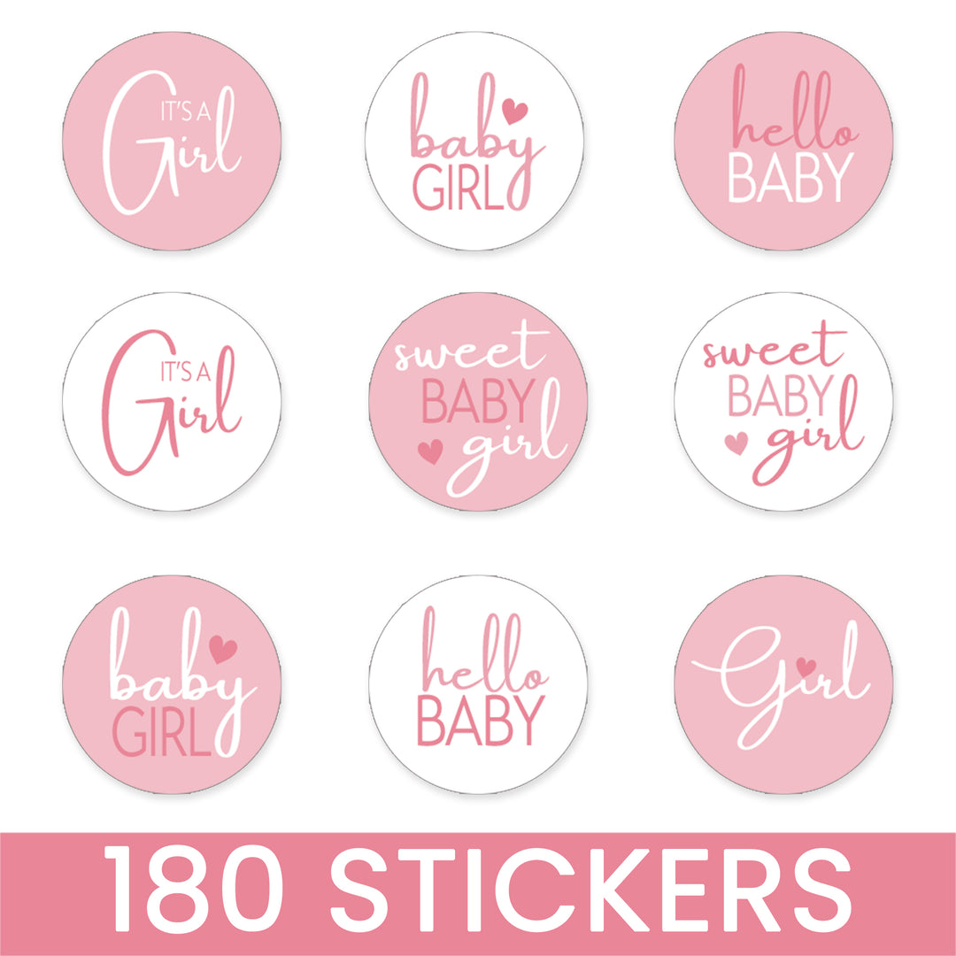 Sweet Baby Girl: Rosa - Pegatinas para baby shower - Se adapta a Hershey's Kisses - Paquete de 180
