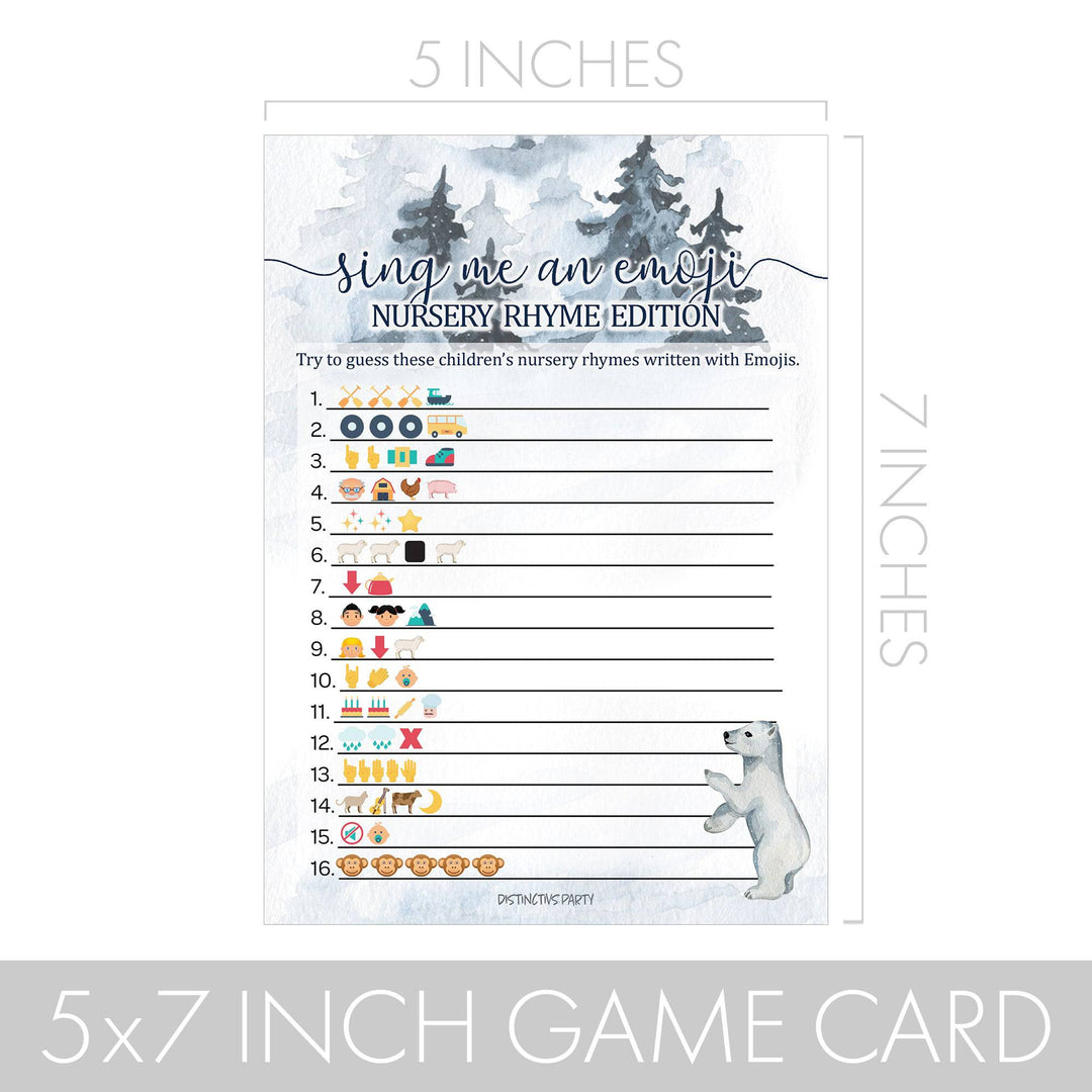 Oso Polar - Baby Shower de Invierno - Sing Me and Emoji &amp; Animal Match Game - Juego de Baby Shower - Paquete de dos juegos - 20 tarjetas de doble cara