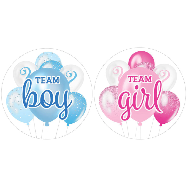 Pop the Balloon: Gender Reveal Party -Team Boy or Team Girl - 40 Stickers