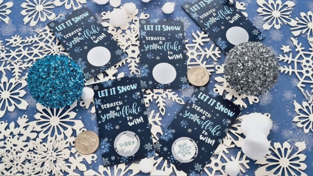 Juego de fiesta de invierno para raspar copo de nieve, 30 cartas de juego