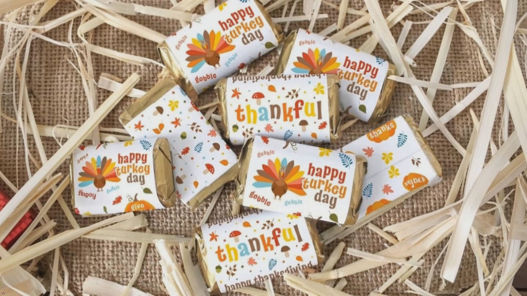 Pegatinas de Acción de Gracias para niños - Se adaptan a Hershey's Kisses - Paquete de 180