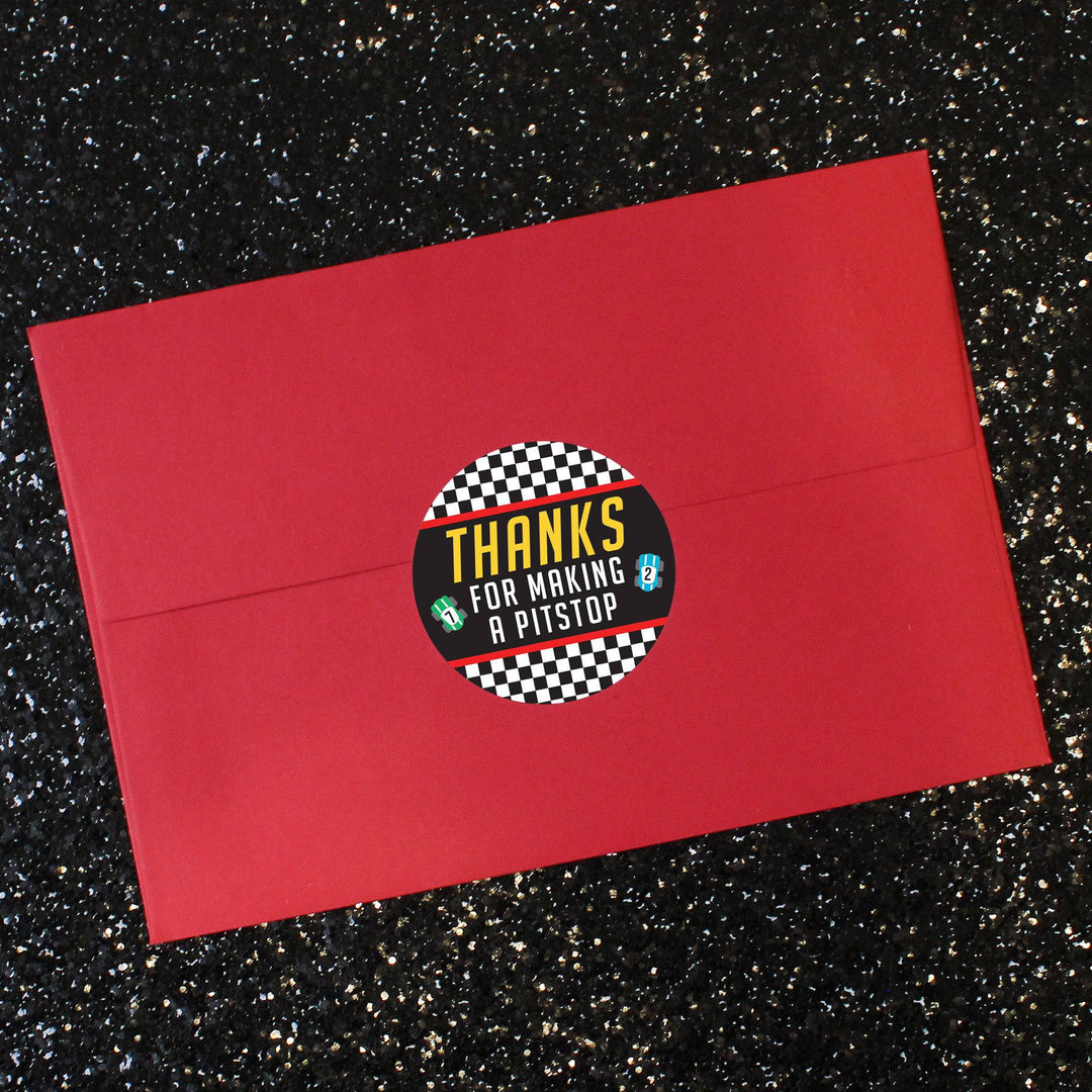 Race Car: Kid's Birthday - Thank You Labels - 40 Stickers