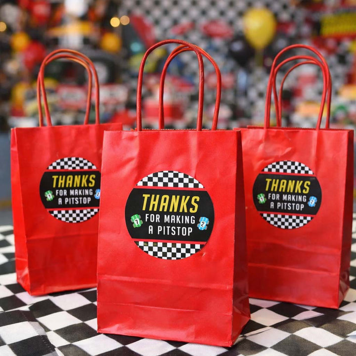 Race Car: Kid's Birthday - Thank You Labels - 40 Stickers
