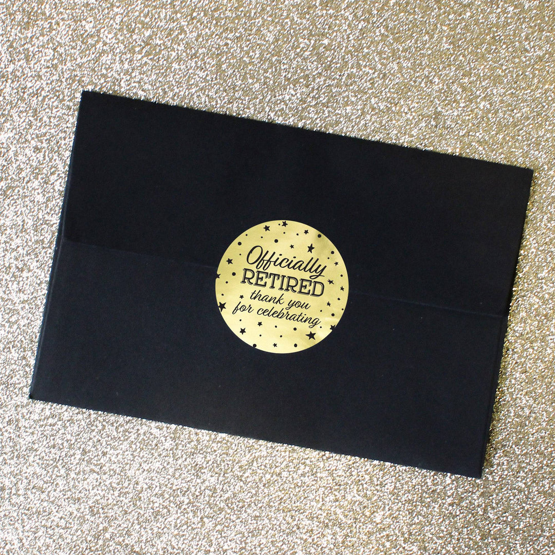 Retirement Party: Black and Gold Shiny Foil - Thank You Stickers - 40 Stickers