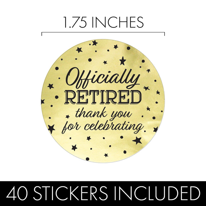 Retirement Party: Black and Gold Shiny Foil - Thank You Stickers - 40 Stickers