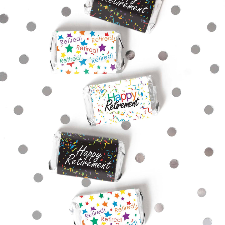 Retirement Party: Colorful Confetti - Mini Candy Bar Wrappers - 45 Stickers