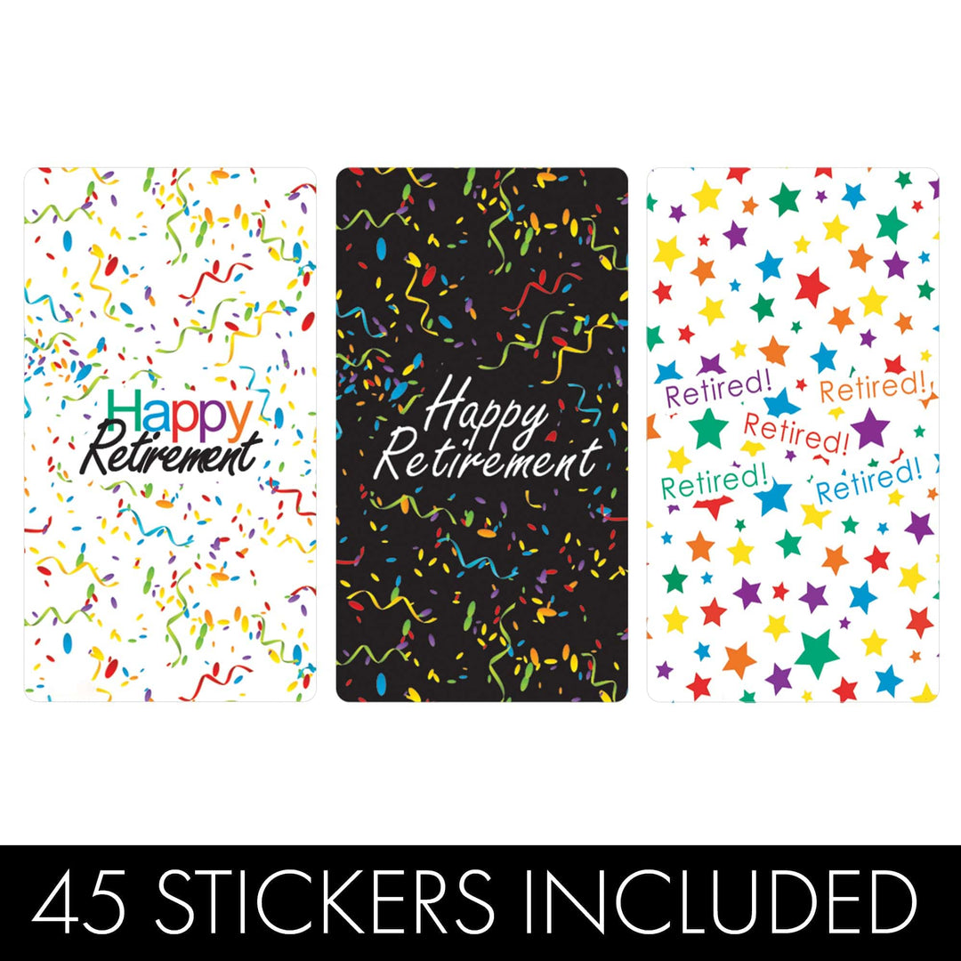 Retirement Party: Colorful Confetti - Mini Candy Bar Wrappers - 45 Stickers