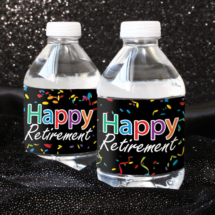 Retirement Party: Colorful Confetti -  Water Bottle Labels - 24 Stickers