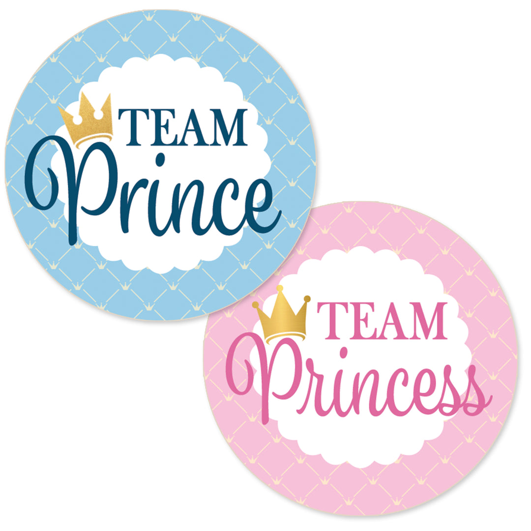 Royal Baby Gender Reveal Party -Team Prince or Team Princess - 40 Stickers