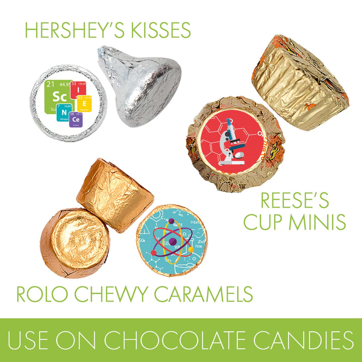 Science: Kid's Birthday  - Favor Stickers - Fits on Hershey's Kisses - 180 Pack