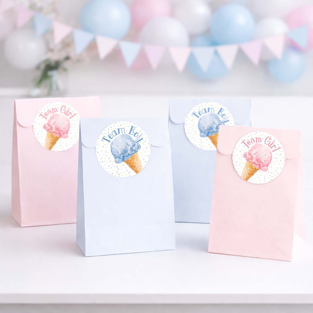 Cuál es la primicia: Helado - Fiesta de revelación de género - Equipo niño o niña - Pegatinas de votación - 40 pegatinas