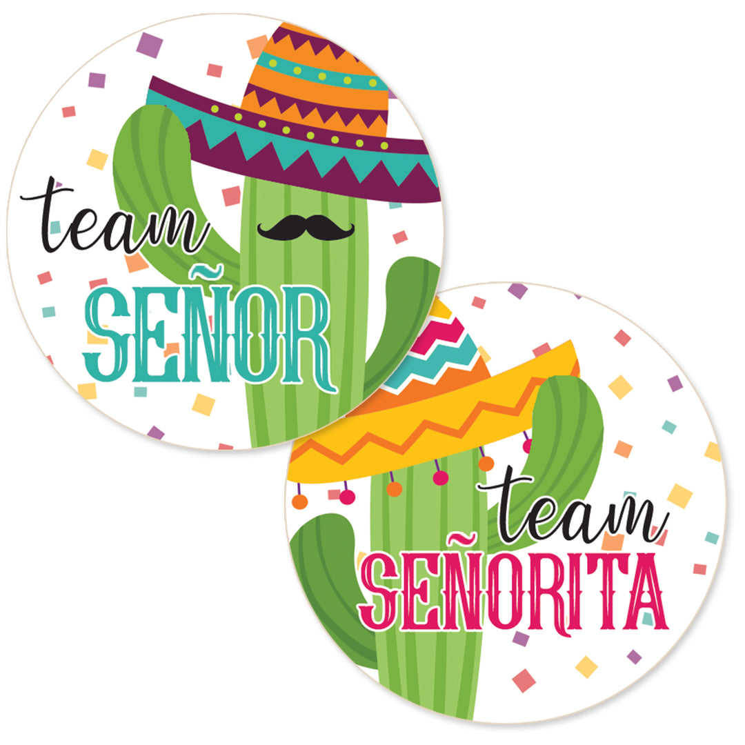 Taco 'Bout a Baby: Baby Gender Reveal "Team Señor or Señorita" Stickers - 40 Stickers
