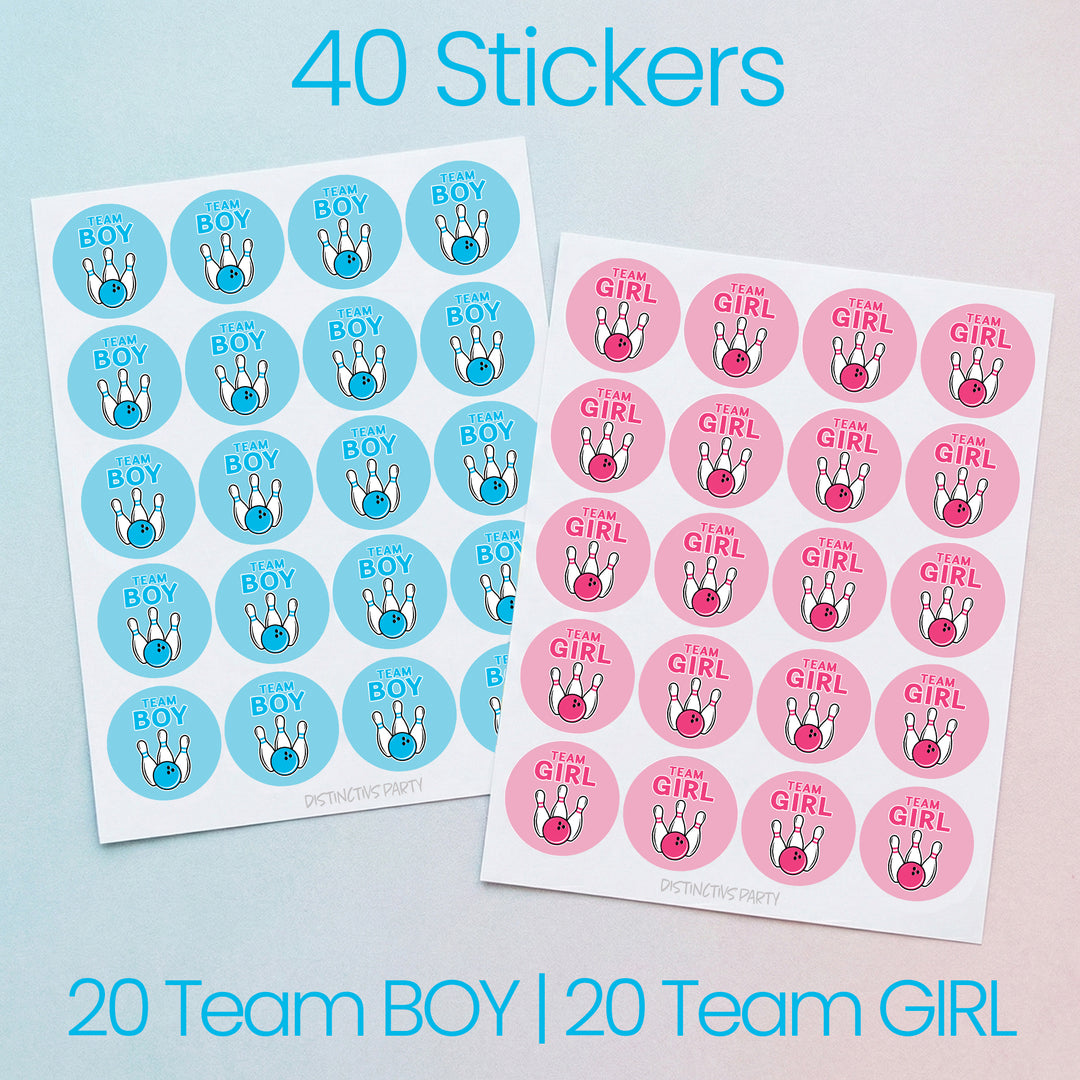 Bowling: Gender Reveal Party - Girl or Boy  - 40 Stickers