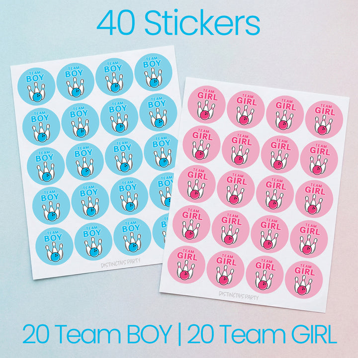 Bowling: Gender Reveal Party - Girl or Boy  - 40 Stickers