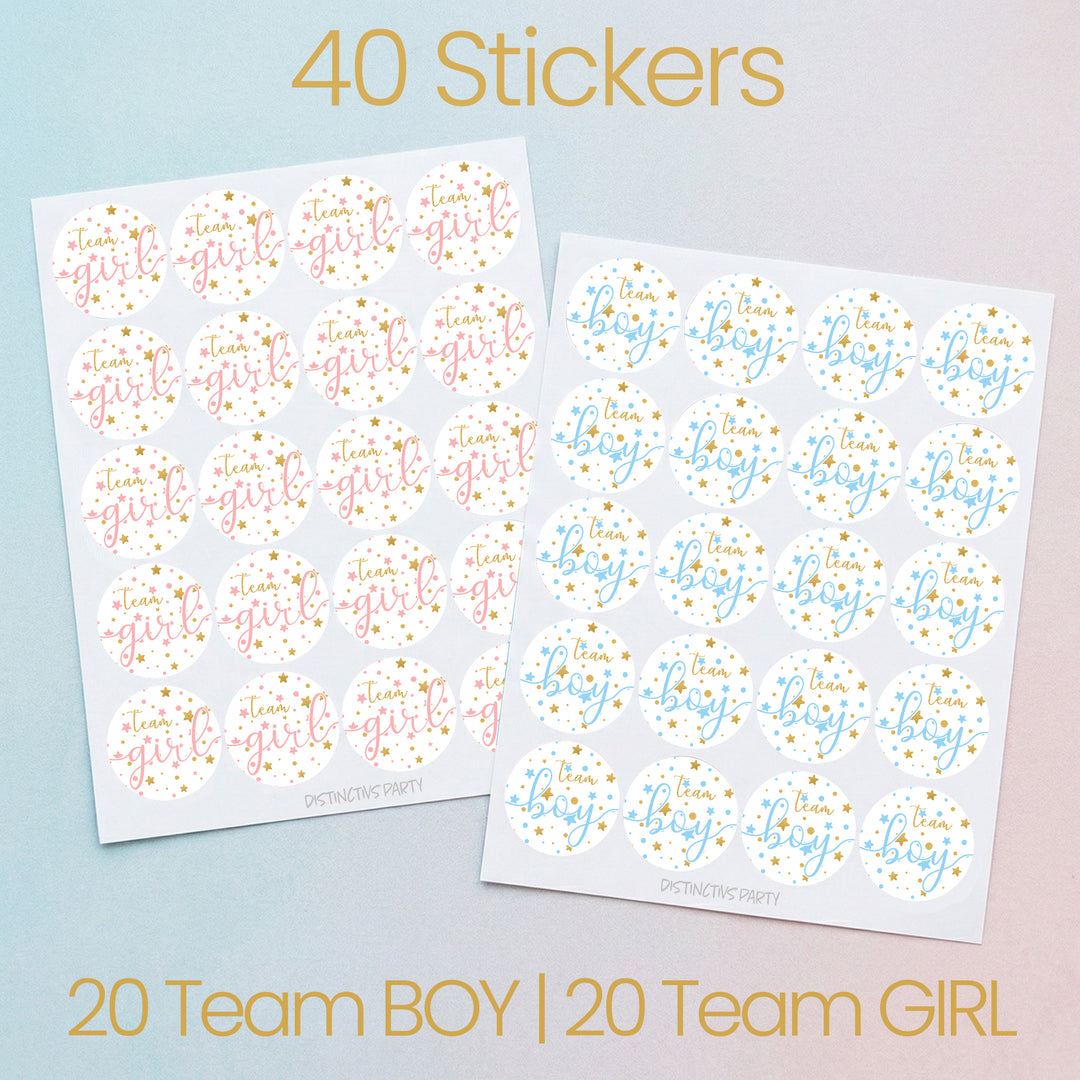 Twinkle Twinkle Little Star Gender Reveal Party - Team Boy or Girl - 40 Stickers