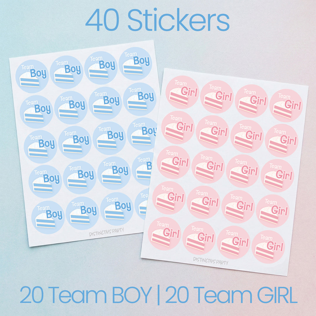 Cake Slice: Gender Reveal Party - Girl or Boy - 40 Stickers
