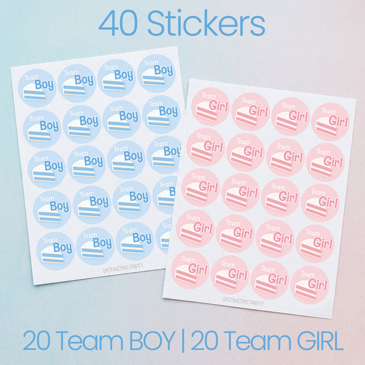 Cake Slice: Gender Reveal Party - Girl or Boy - 40 Stickers