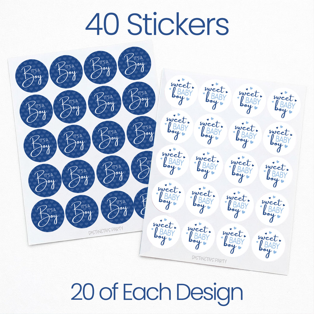 Sweet Baby Boy: Blue -  Baby Shower Stickers  - 40 Stickers