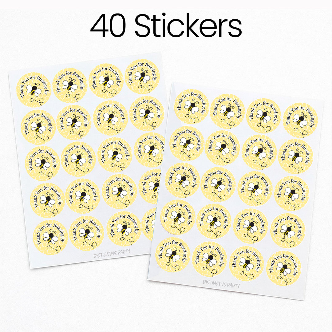 Bumble Bee: Baby Shower - Thank You For Buzzing By - 40 Stickers