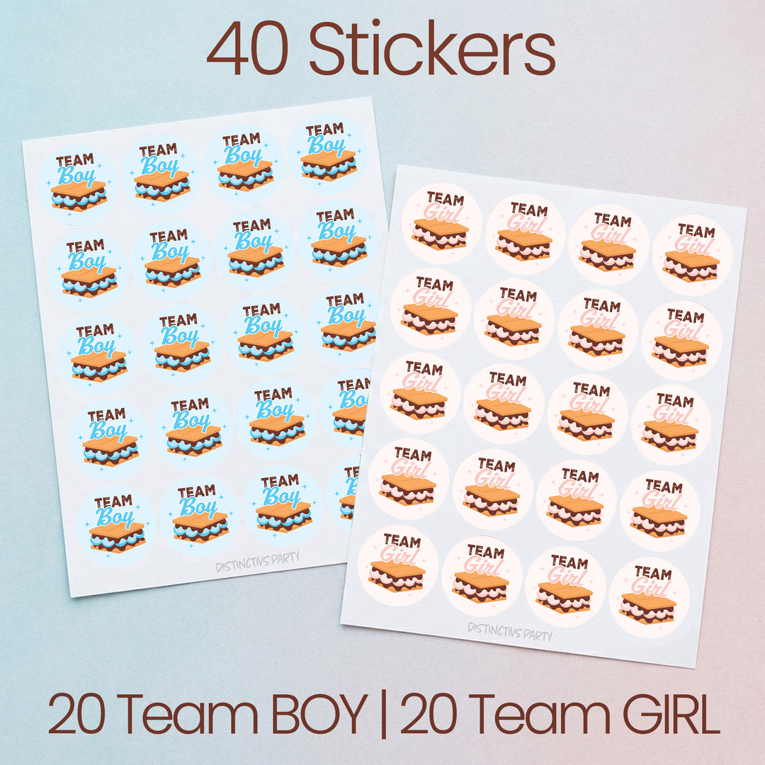 Smore Love: Gender Reveal Party - Girl or Boy  - 40 Stickers