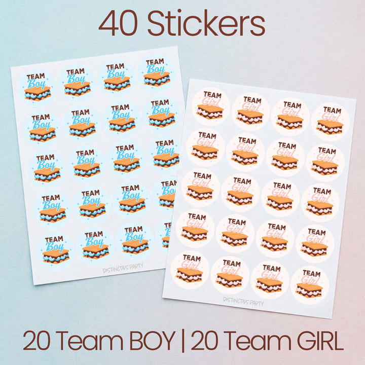 Smore Love: Gender Reveal Party - Girl or Boy  - 40 Stickers