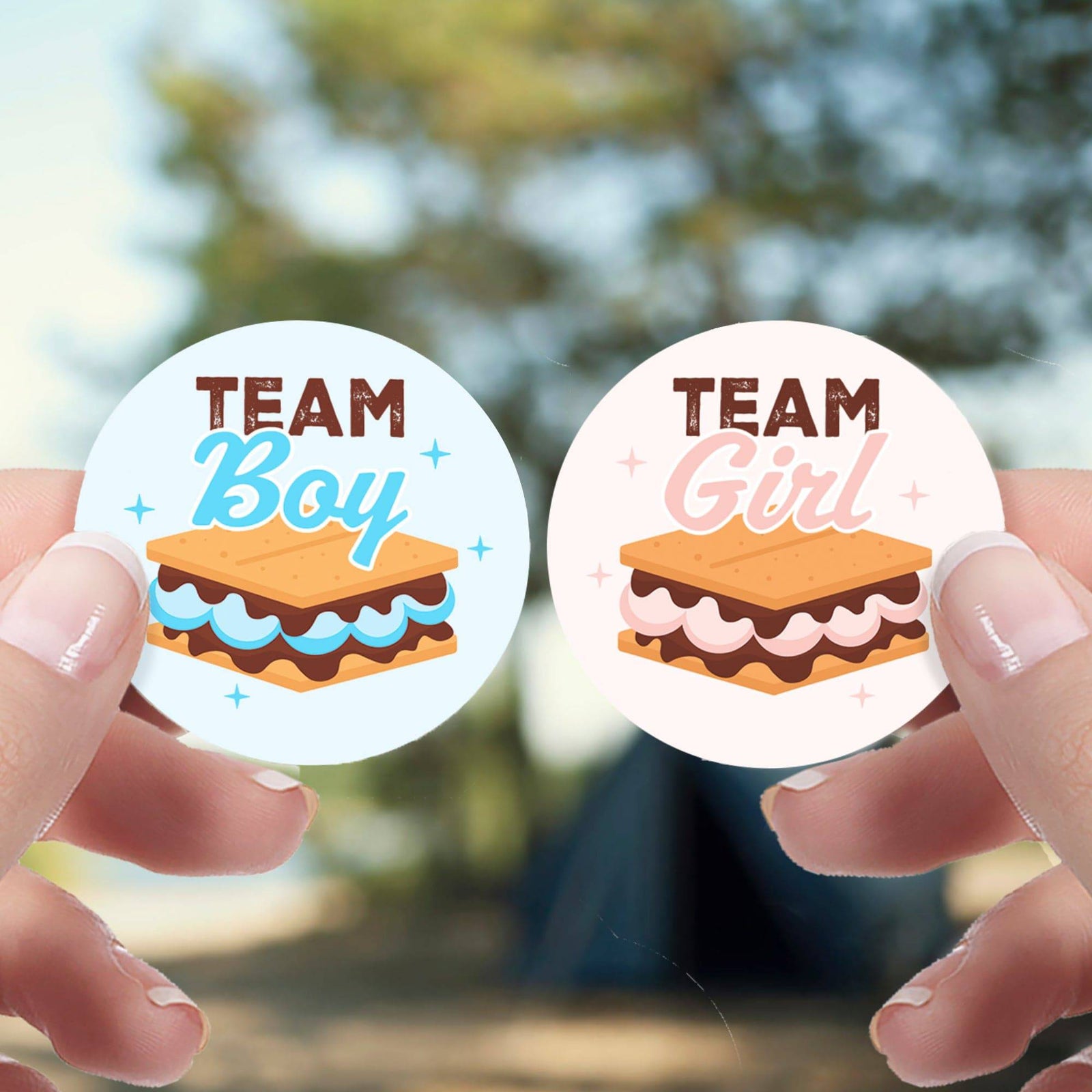 Smore Love: Gender Reveal Party - Girl or Boy  - 40 Stickers - Distinctivs Party
