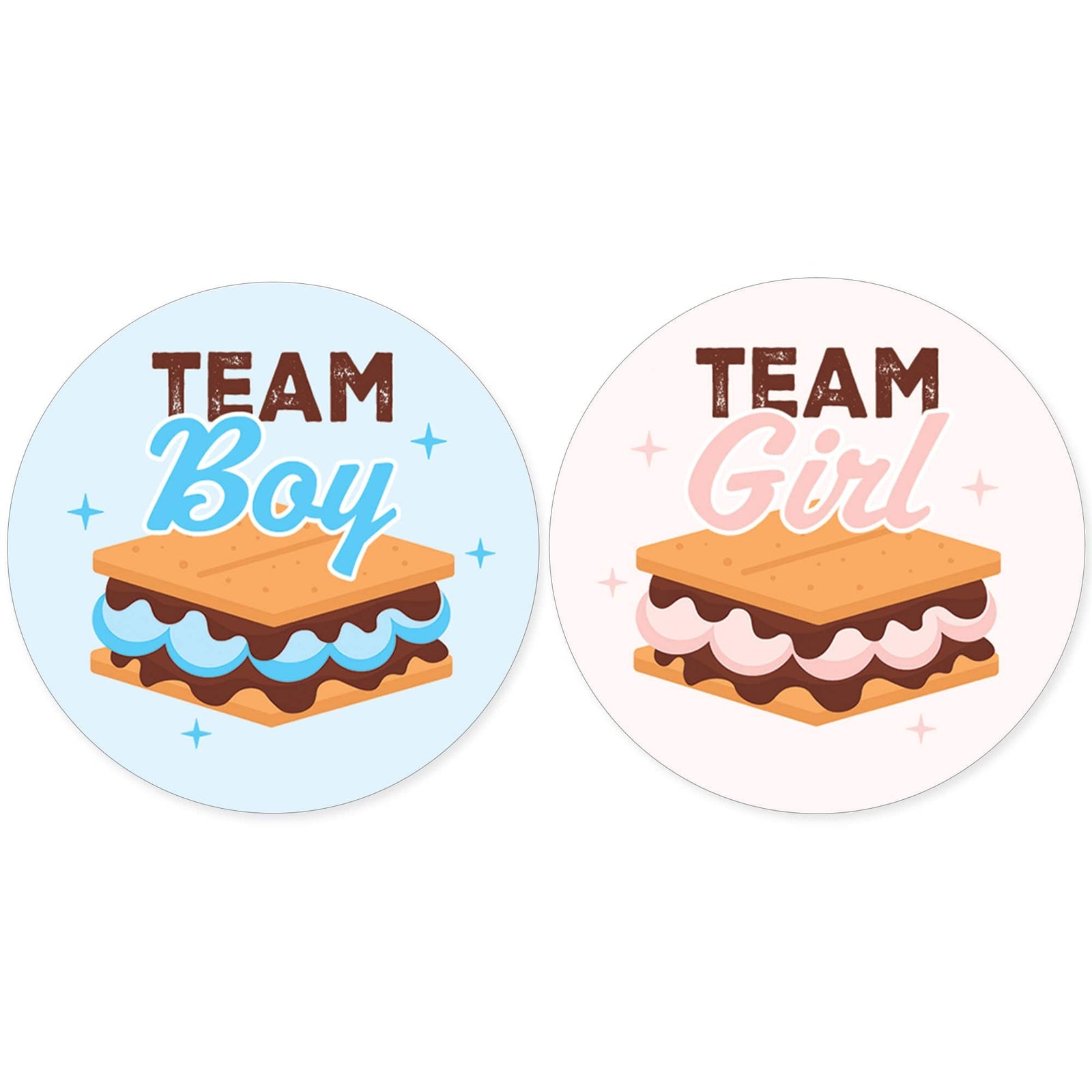 Smore Love: Gender Reveal Party - Girl or Boy  - 40 Stickers - Distinctivs Party