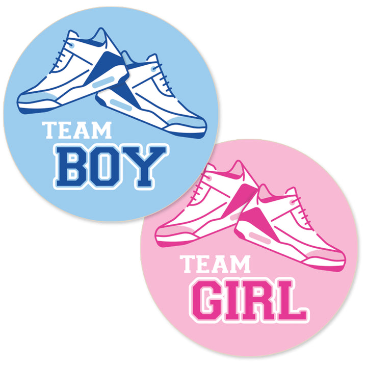 Sneakers: Gender Reveal Party - Team Boy or Team Girl - 40 Stickers