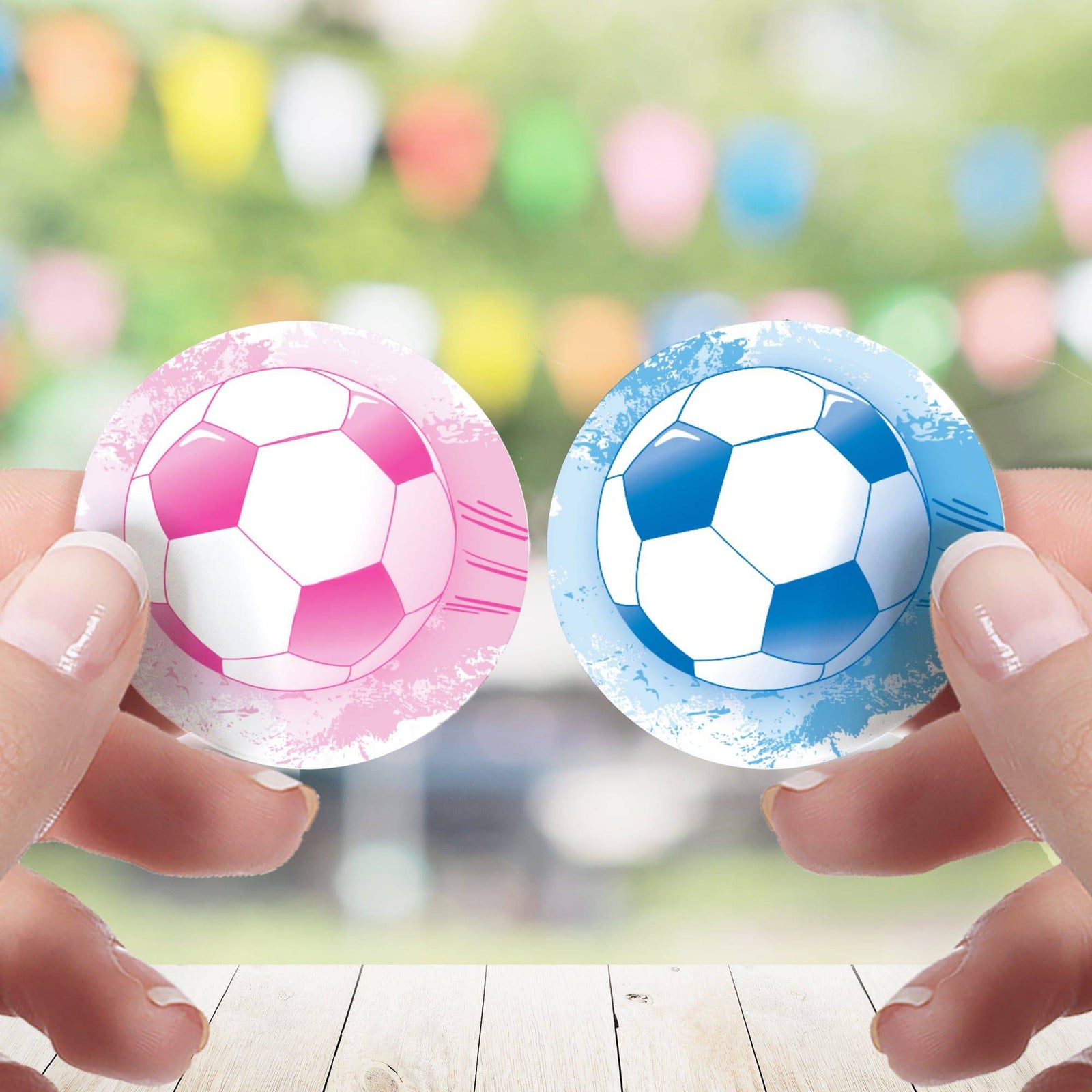 Soccer: Gender Reveal Party - Pink or Blue - 40 Stickers - Distinctivs Party