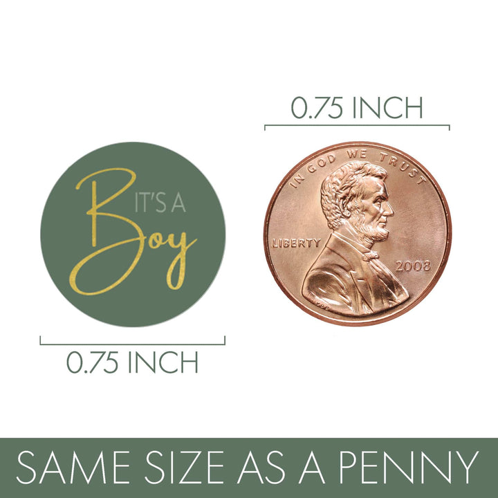 Sweet Baby Boy: Green -  It’s a Boy Baby Shower Party Favor Stickers -180 Stickers - Distinctivs Party