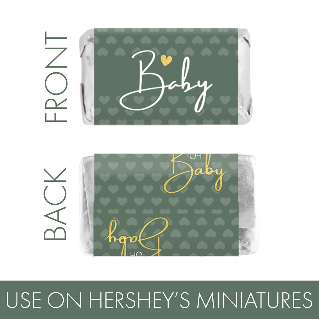 Sweet Baby Gender Neutral: Green - Baby Shower Mini Candy Bar Labels -45 Stickers - Distinctivs Party